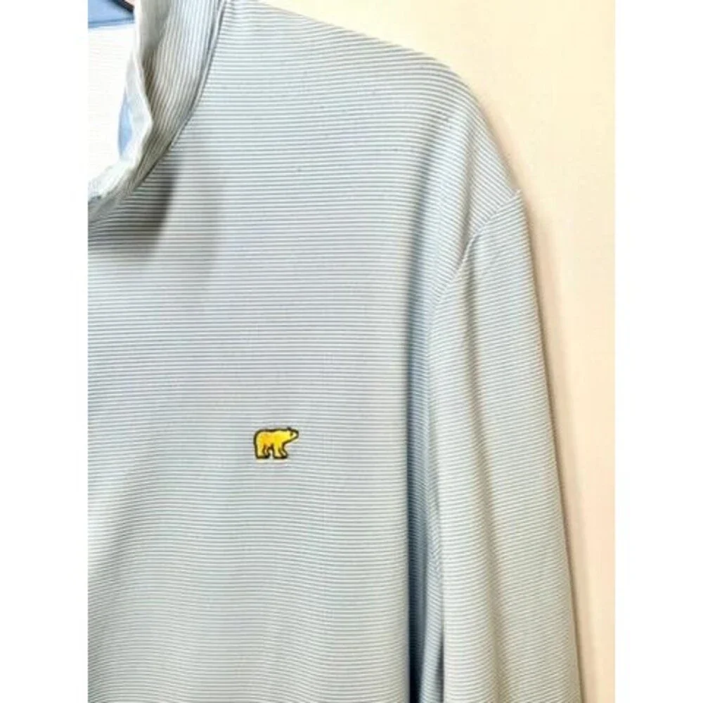 Jack Nicklaus Golf Pullover Mens Large Blue White Striped 1/4 Zip Long Sleeve